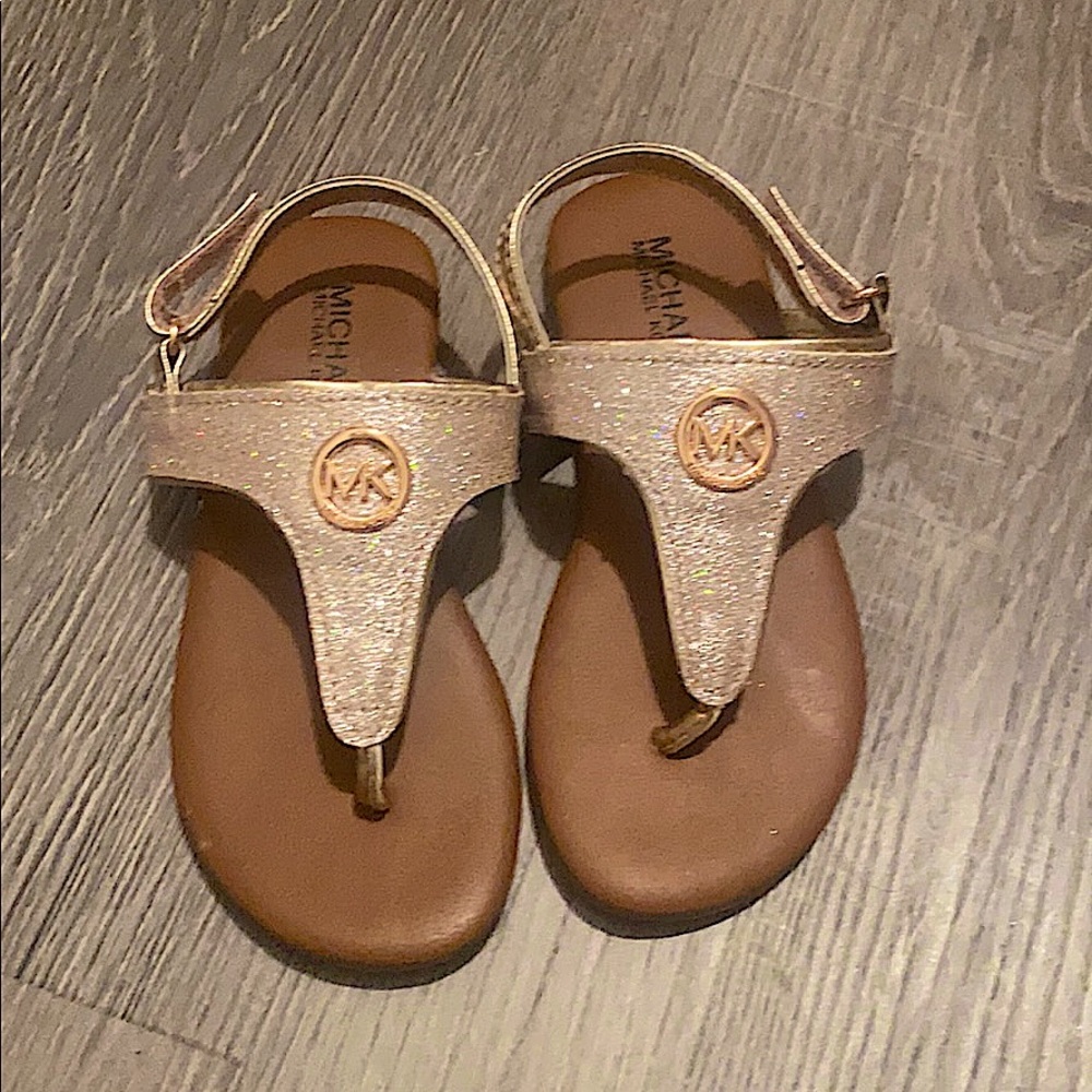Girls Michael Kors glittery pink/rose gold sandals